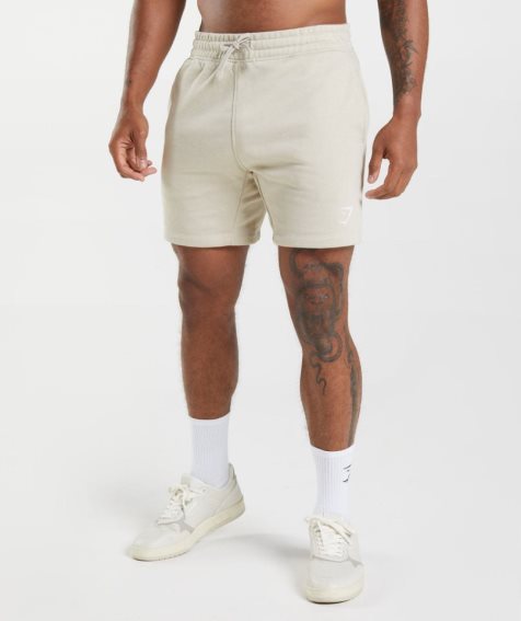 Men's Gymshark Crest Shorts Cream | NZ 1DIABO